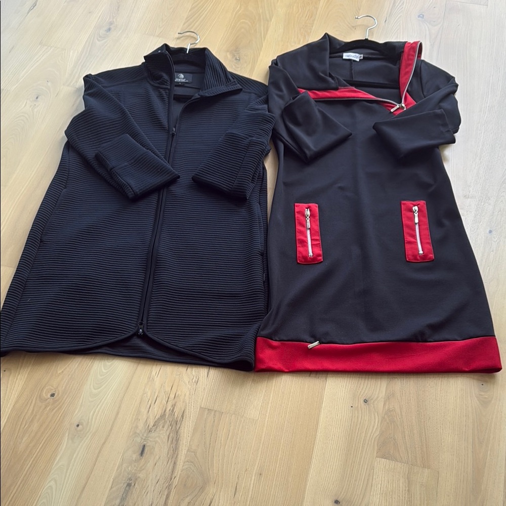 Chic Black and Red Zip-Up Dresses